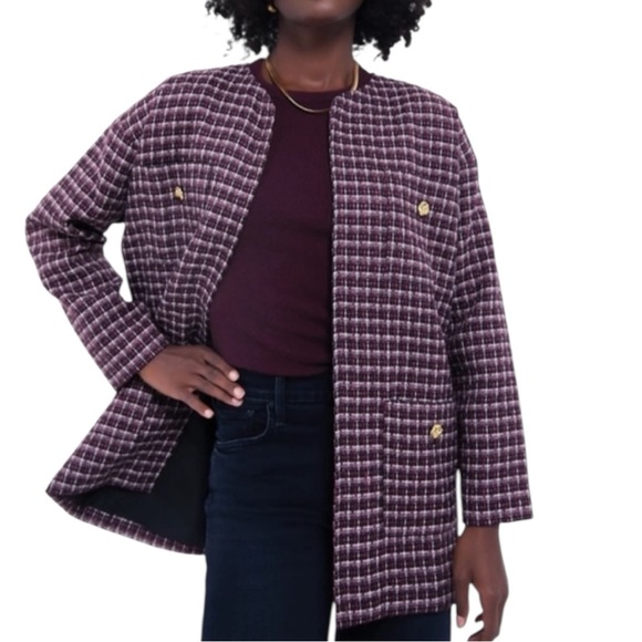 NWT Tuckernuck | Pomander Place Gigi Plum Multi Tweed Jacket Blazer - Picture 1 of 12